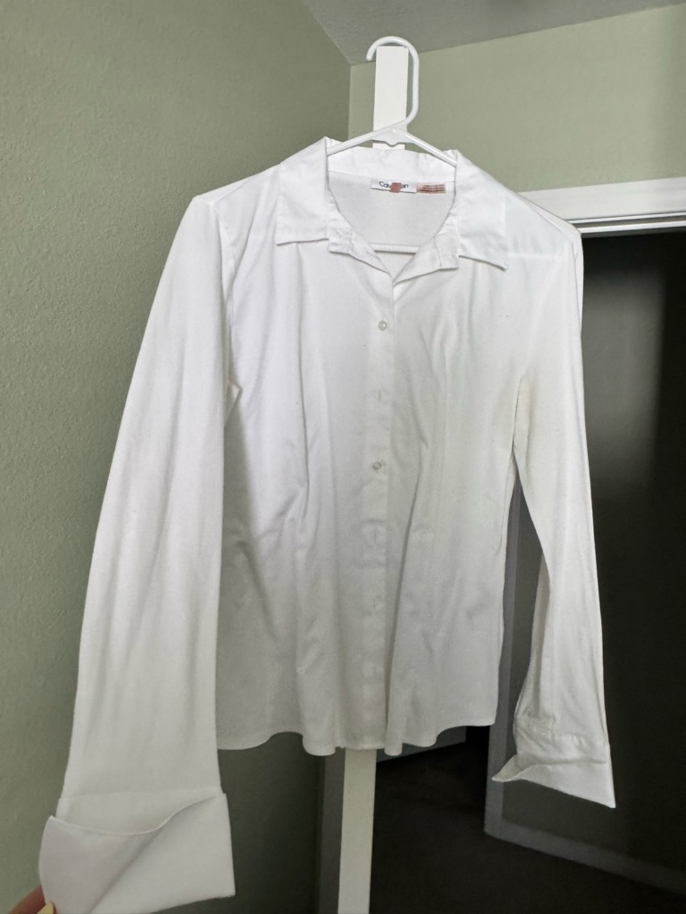 Calvin Klein White Long-Sleeve Button-Down Shirt